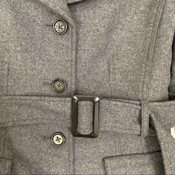 BANANA REPUBLIC Gray Italian Wool Belted Pea Coat Trench Coat - Picture 7 of 16